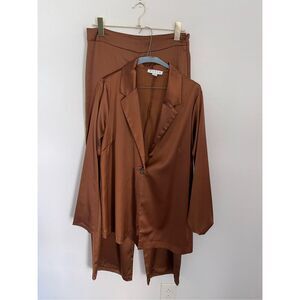 HYFVE Brown Satin Two Piece Matching Set Size Large
